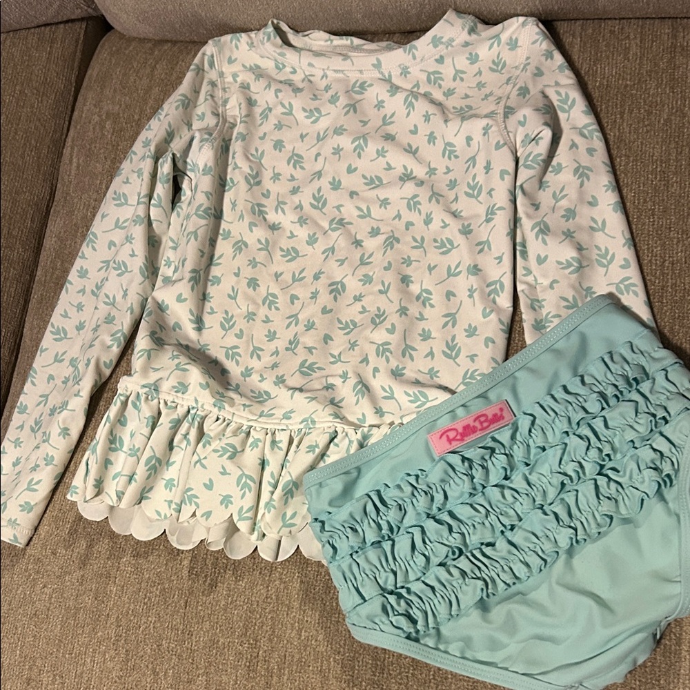 Floral Long Sleeve Top and Ruffled Bottom Set
